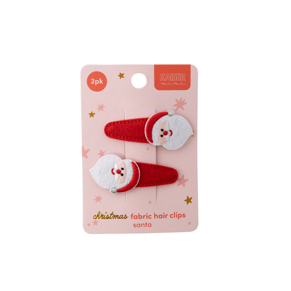 Kids 2pk Fabric Hair Clip - SANTA